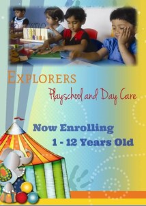 Admissions open starting at Explorers playschool and day care